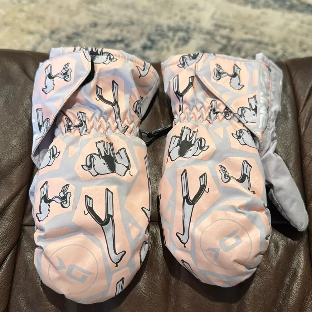Dakine kid mittens new pink and gray elephants giraffe see measurements.